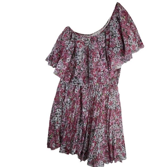 Giambattista Valli x H&M One Shoulder Ruffle Floral Chiffon Dress Pink Size 4 - Picture 11 of 12